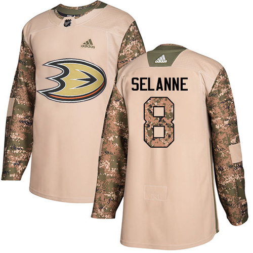 Adidas Ducks #8 Teemu Selanne Camo Authentic Veterans Day Stitched NHL Jersey
